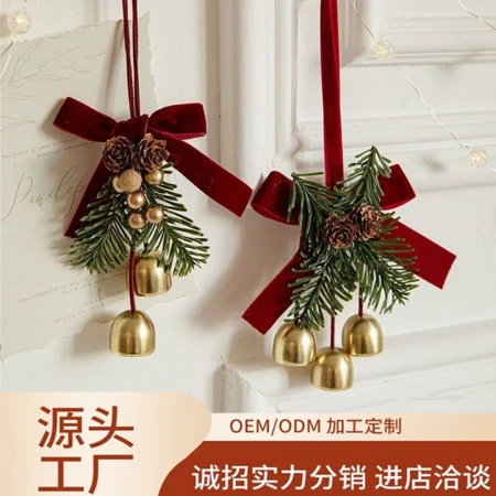 Feliz navidad navidad rojo terciopelo arco navidad campana decoración colgante Feliz navidad navidad rojo terciopelo arco navidad campana decoración colgante
